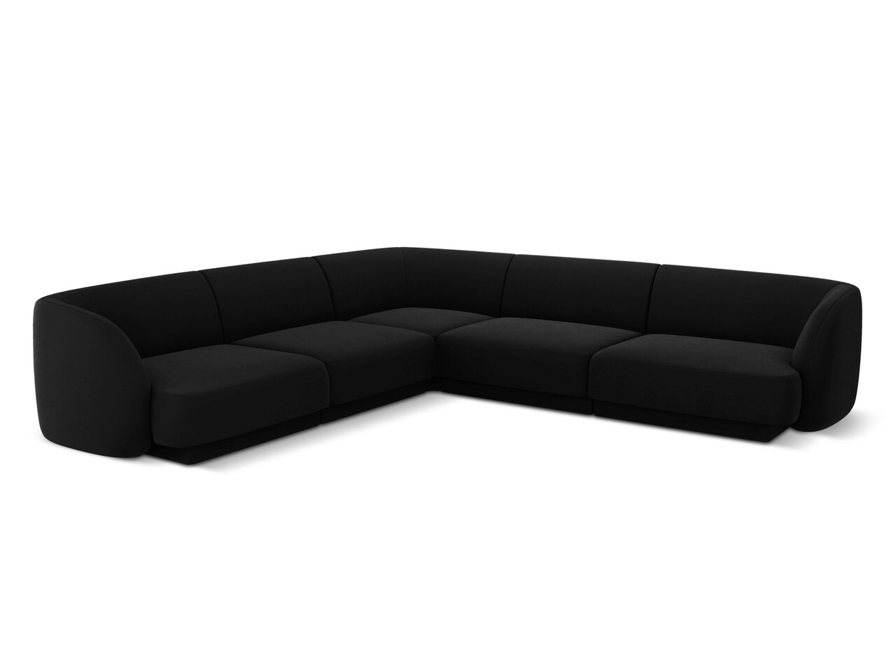 Coltar simetric 5 locuri, Miley, Micadoni Home, BL, 252x252x74 cm, catifea, negru - imagine 6